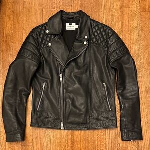 Topman Quilted Black VeganLeather Moto Jacket